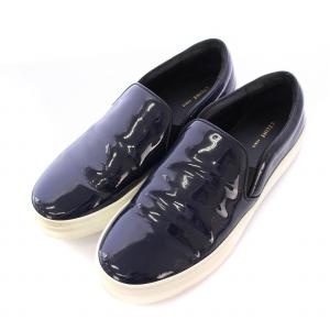 CELINE ローカットスニーカー シューズ スリッポン エナメル 厚底 36.5 紺 ネイビー /BB