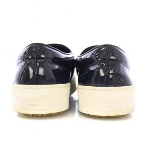 CELINE ローカットスニーカー シューズ スリッポン エナメル 厚底 36.5 紺 ネイビー /BB