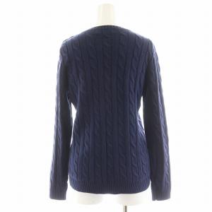 LAUREN RALPH LAUREN ケーブルニット セーター 長袖 ワッペン コットン XS 紺 ネイビー /AN8