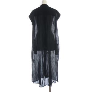 JOURNAL STANDARD 23SS ボイルストライプワンピース マキシ ロング バンドカラー 半袖 3 黒 ブラック 23040400903020
