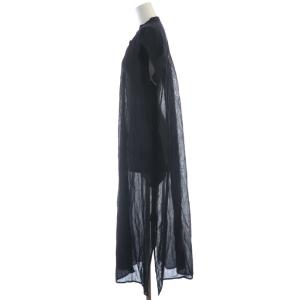 JOURNAL STANDARD 23SS ボイルストライプワンピース マキシ ロング バンドカラー 半袖 3 黒 ブラック 23040400903020