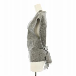 Shinzone ベスト カットソー ノースリーブ 千鳥格子 ベルト 麻 リネン F グレー 黒 ブラック 18AMSBL09