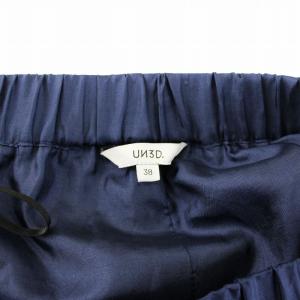 UN3D. ワイドパンツ プリーツ 総柄 38 紺 ネイビー 赤 レッド 521850707101 /KU