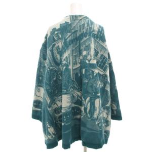 TOKUKO 1er VOL トクコ プルミエヴォル ダブルニットジャケット ノーカラー 総柄 9 緑 グリーン 白 ホワイト /GV