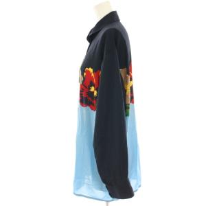 TOKUKO 1er VOL トクコ プルミエヴォル シャツ ブラウス シアー 花柄 長袖 9 紺 ネイビー ベージュ 水色 ライトブルー 5332125 /HN