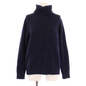 3G&5G ジーロンラムカシミヤタートルネック ニット セーター 長袖 ウール 無地 2 紺 ネイビー