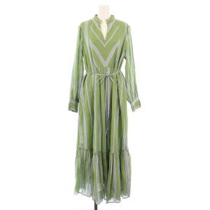 COTTON VOILE STRIPE PANEL DRESS コットンボイルストライプパネルドレス シャツワンピース