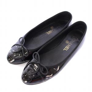 バレリーナ パンプス エナメルレザー ココマーク 36.5 ブラック