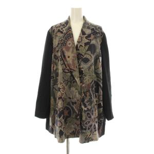 テーラードジャケット ダブル 総柄 切替 ウール 9 マルチカラー 黒 ブラック 5030251 /KU