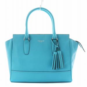 レガシー トートバッグ ハンドバッグ ショルダーバッグ タッセル レザー 水色 ライトブルー 24201