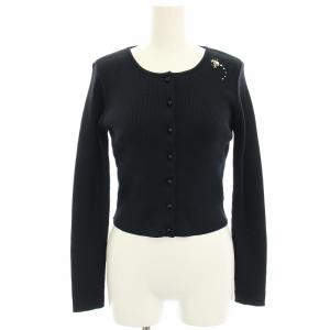 ニットカーディガン ボレロ ビジュー装飾 長袖 34 紺 ネイビー 6712120A /HN