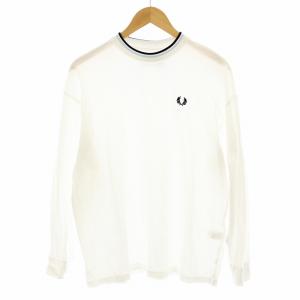 BEAMS Tシャツ カットソー 鹿の子 長袖 ワンポイント ロゴ 刺繍 S 白 ホワイト FZ4619