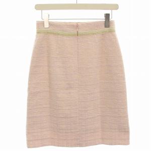 PAULE KA 台形スカート ツイード ラメ ひざ丈 36 ピンク 23E-131 /HN