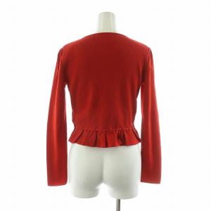 René ペプラムニット カーディガン ビジューWジップ 長袖 34 レッド 6012440 /NQ