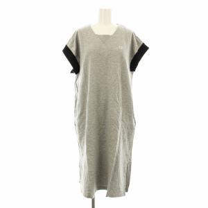 GUSSET NECK SWEAT DRESS ワンピース ミモレ ロング フレンチスリーブ ロゴ刺繍