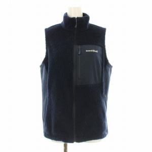 クリマエア ベスト スタンドカラー フリース ジップアップ ロゴ刺繍 XL 紺 ネイビー 1106693