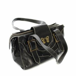 ANNA SUI ハンドバッグ レザー 蝶々モチーフ 保存袋付き 黒 ブラック /YT D