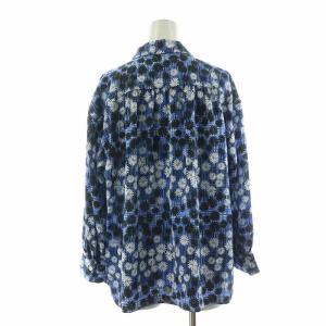 OLD ENGLAND タグ付き フラワープリントシャツ ブラウス 長袖 花柄 34 ブルー ブラック 570-52106031