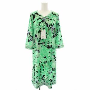 FASHION ワンピース 花柄 リボン 34 イエローグリーン