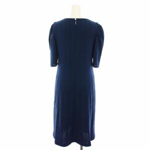 René 23年製 ニットワンピース ひざ丈 五分袖 パールボタン 34 紺 ネイビー 6332230 /YT