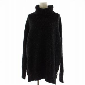 TWEED.NEP HUNA.F ツイードネップタートルネックリブニット セーター 長袖 38 黒 ブラック
