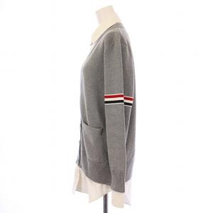 THOM BROWNE 4BARカーディガンドッキングシャツ 40 グレー
