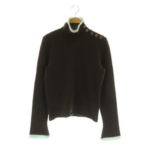 カシミアニット セーター 長袖 ハイネック ボタン 40 ブラウン 17165 /MY OS