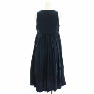 miumiu ワンピース ノースリーブ カシュクール ミモレ ロング 40 紺 ネイビー /HN
