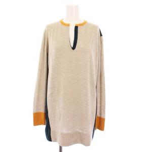 ニット セーター 長袖 カシミヤシルク XS ベージュ グリーン /KH