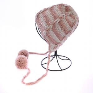 miumiu ニット帽 ビーニー 帽子 ポンポン付き ウール モヘヤ M ピンク グレー /BM