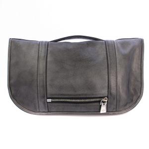 クラッチバッグ セカンドバッグ レザー グレー シルバー /BM