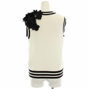 Adonisis ニット カットソー ノースリーブ 総レース 花モチーフ F 白 ホワイト 黒 ブラック 210136 /HN