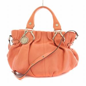 ピロースモール ハンドバッグ 2way マカダム サーモンピンク