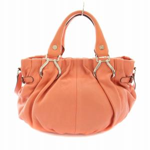 CELINE ピロースモール ハンドバッグ 2way マカダム サーモンピンク