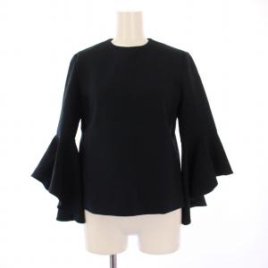 フレアスリーブトップス カットソー 七分袖 クルーネック 無地 36 紺 ネイビー /BB