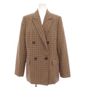 ダブル テーラードジャケット チェック アウター 2 ベージュ 茶 黒 グレー 202220-10-070-81-020