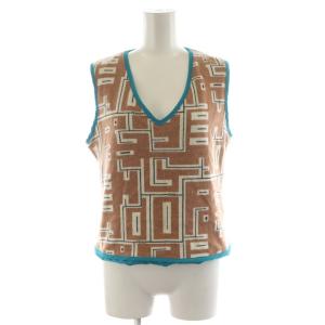 ベスト プルオーバー ロゴ アンゴラ混 IT42 ベージュ 緑 グリーン /AN42