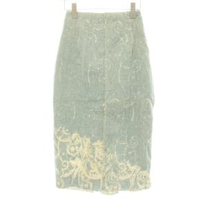 デニムスカート タイト ミモレ ロング レース 刺繍 40 インディゴブルー D2060700JPY /KU