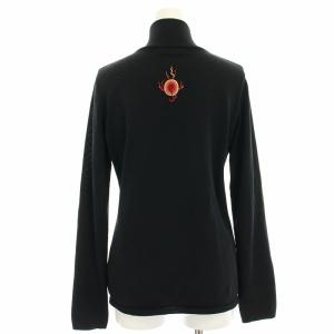 VIVIENNE TAM ニットカーディガン スタンドカラー 龍 ドラゴン 刺繍 ジップアップ 長袖 1 黒 ブラック 016-175005