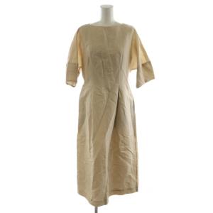 ワンピース ロング丈 半袖 リネン 麻 36 ベージュ 11-06-12-06203 /AN42