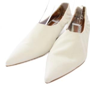 PIPPICHIC パンプス シューズ ポインテッドトゥ レザー ウェッジソール 35.5 22.5cm 白 /TK