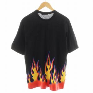 DSQUARED2 20SS Tシャツ カットソー 半袖 ロゴ プリント 炎 XS 黒 ブラック S74GD0665 /AN39
