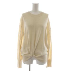 ツイストプルオーバーニット セーター 長袖 ノットデザイン カシミヤ混 F ベージュ 薄茶色 32-109-12-090307