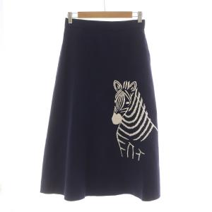 フレアスカート ロング シマウマ 38 ネイビー MA211FS010 /NQ