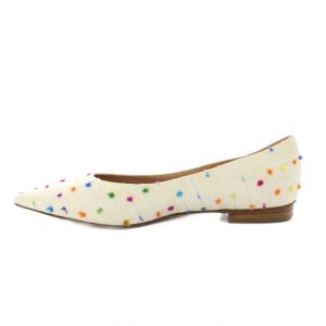 PELLICO パンプス フラットシューズ ポインテッドトゥ チェック柄 35 白 ホワイト マルチカラー /KU