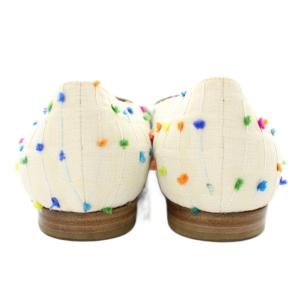 PELLICO パンプス フラットシューズ ポインテッドトゥ チェック柄 35 白 ホワイト マルチカラー /KU