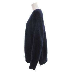 UNITED ARROWS ニット セーター 長袖 フォックスファー カシミヤ混 紺 ネイビー /JS