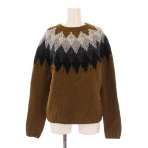 DIAMOND FAIRISLE JUMPER ニット セーター 長袖 柄 カシミヤ混 2 茶 グレー