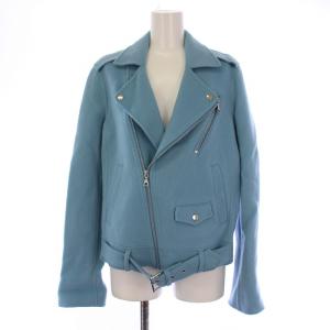ライダースジャケット ジップアップ ダブル ウール カシミヤ S 水色 01-7109603 /BM