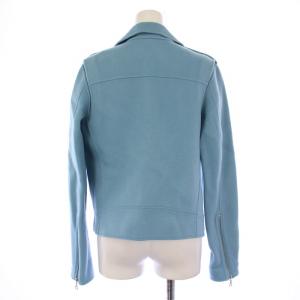 Theory ライダースジャケット ジップアップ ダブル ウール カシミヤ S 水色 01-7109603 /BM
